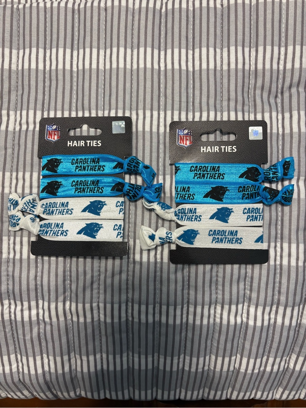 NFL Carolina Panthers 2 packs of Hair Ties- Blue & White NEW
